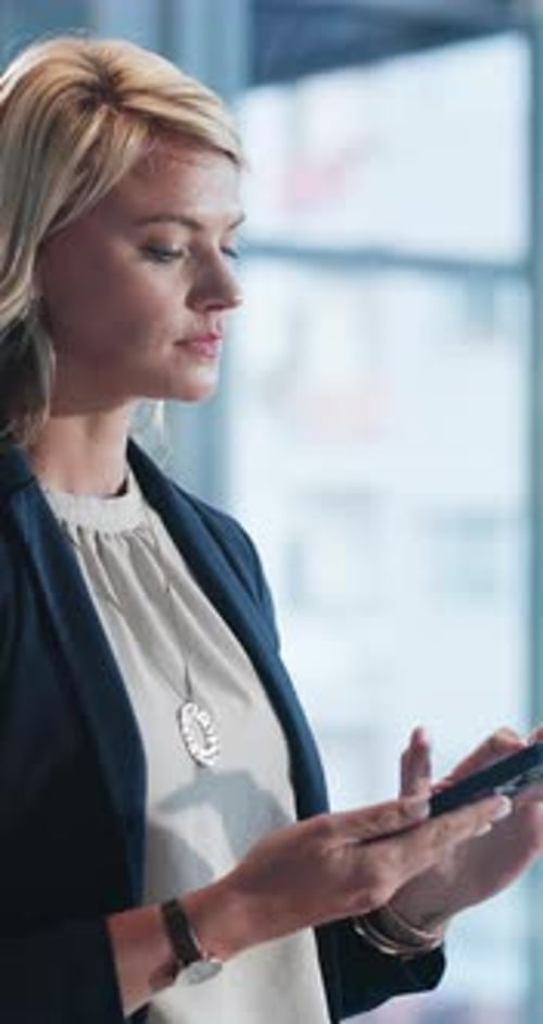 Tablet, reading and businesswoman in office with research for finance review with company budget