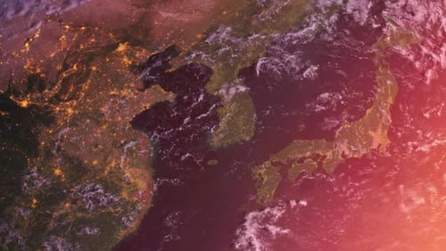 Rotating Earth From Space With Night City Lights