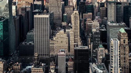 Sun-Kissed High-Rises in Manhattan’s Skyline at Sunrise