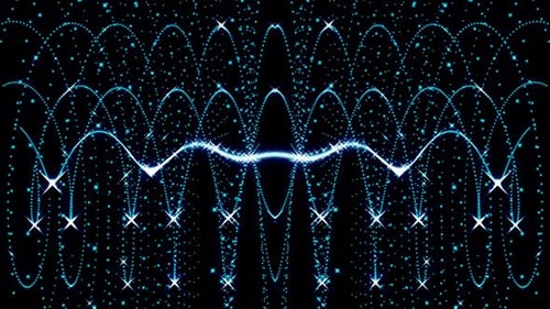 Glowing Blue Particle Wave Flowing Abstract Background Loop