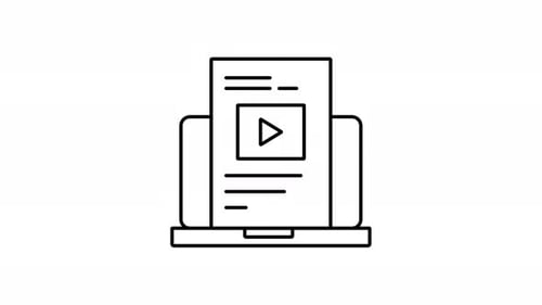 Animated laptop with video document for online content or media