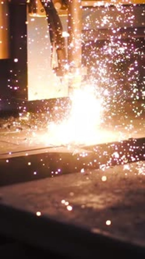 Welding Patterns on Metal in Factory Clip Automated Machine for Welding Seams in Factory Factory