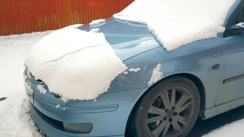 Car Covered in Snow in Winter Season