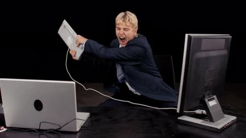 Angry Man Smashes Keyboard In Rage