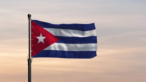 Cuba Flag Moving Freely in Open Air