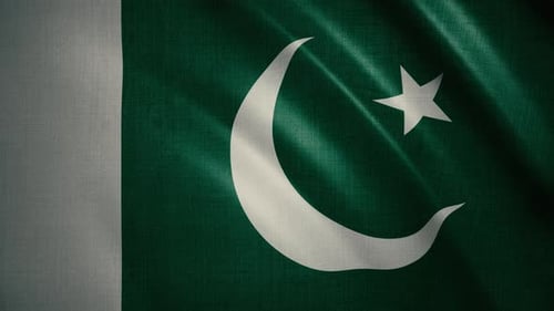 Waving National Flag of Pakistan with Realistic Fabric