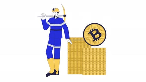 Bitcoin mining 2D animation