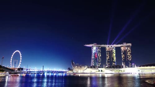 Laser Show in Singapore. Time Lapse Architecture