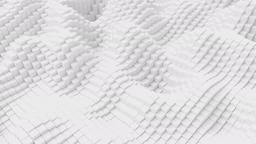 Ripples on Grid of White Blocks Abstract Background Loop of Waves of Square Columns Voxel Noise