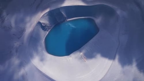 Aerial view of veidivotn lake and volcanic crater, Iceland.