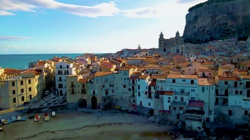 Cefalu Sicily Sunset at the Beach of Cefalu Sicilia Italy