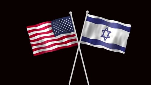 USA and Israel Flags Waving Animation for International Relations