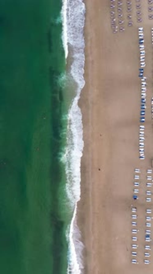 Aerial View From Flying Drone Of Sea Beach