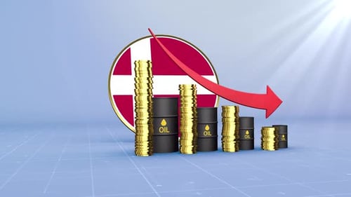 Denmark Oil Revenue Decline With Red Arrow