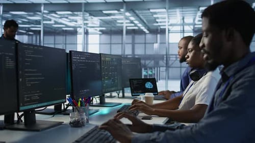 Admin in Data Center Drinking Coffee and Implementing AI Systems