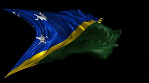 Solomon Islands Flag Waving Animation with Alpha Channel