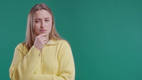 Woman Thinking With Green Screen Background