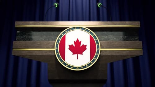 Canadian Government Press Tribune Ready For Press Briefing