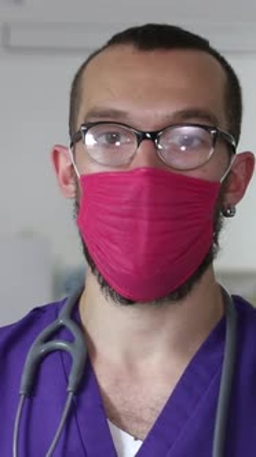 Medical Professional with Mask in Hospital Close Up