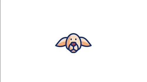 Animated Flat Design Dog Face Icon Animation
