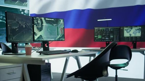 Russian Military Headquarters with High Tech Equipment to Gather Intelligence