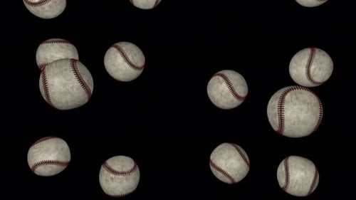Baseball falling on black screen