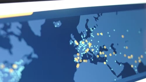 La navigation cartographique des cyberattaques sur l'écran d'un smartphone affiche diverses informations techniques dans lesquelles il est seul