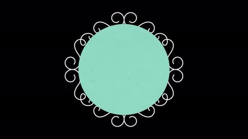Vow Collection: Title loop element of a green circle with curvy borders design on a black background