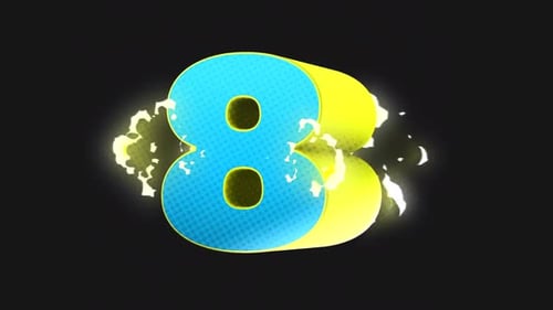 Retro Pop Art Countdown Number Eight Animation