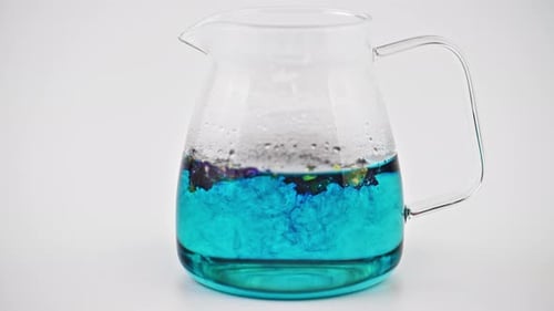 Steaming Blue Butterfly Pea Tea in Clear Glass