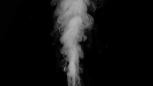 Water Vapor. White Jet Of Vapour Steam Under Pressure On Black Background