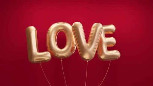 Animated Golden Love Balloons Floating Title Reveal