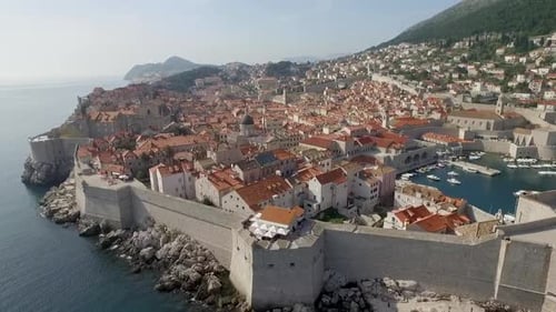 Aerial view over the old city of Dubrovnik, Croatia.