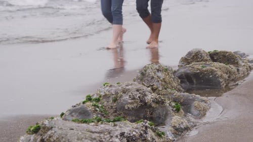 Couple Walking at Beach Together. on Red Epic for High Quality