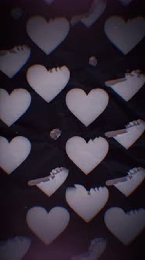 Retro White Heart Pattern Animated Overlay