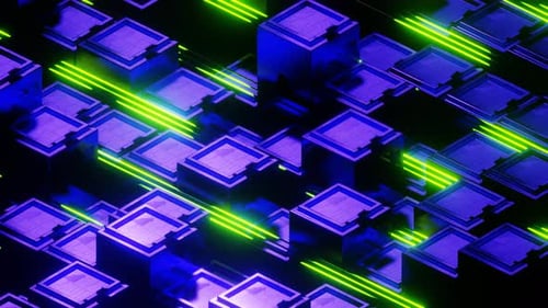 Purple And Fluo Yellow Sci Fi Neon Motion Background Loop Animation In 4K