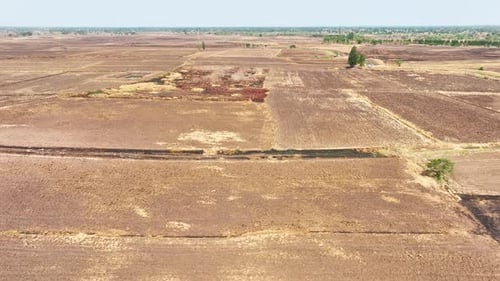 Aerial View of Dry Farmland in Rural Area