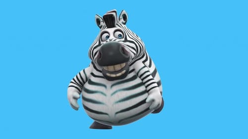 Fun 3D cartoon zebra dancing (with alpha channel included)