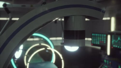 Futuristic Medical Scanner with Glowing Lights Animation