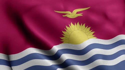 Realistic Kiribati National Flag Waving Seamless Loop Motion Graphics