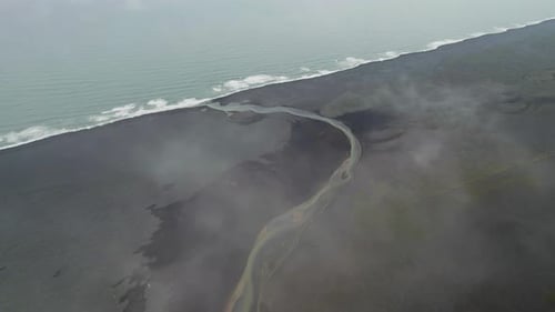 Aerial view of Iceland coastline, Iceland.