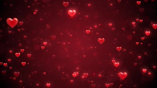pink valentine day heart animated background. Wedding anniversary, love background. Bokeh, particle,