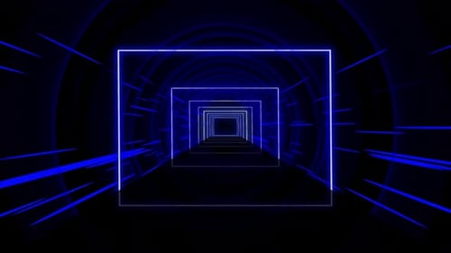 Square Tunnel Dark Blue Theme Background 4K
