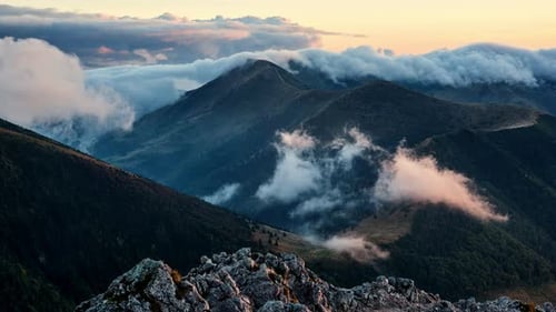 Mountains and Clouds Landscape at Sunrise