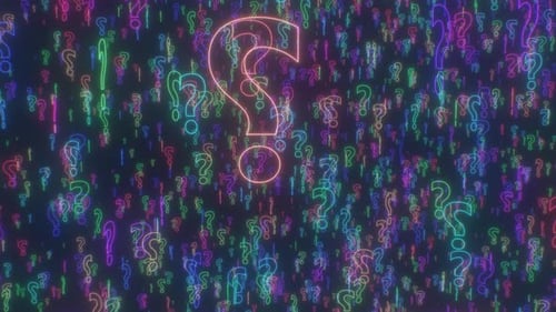 Neon Question and Exclamation Marks Loop Background