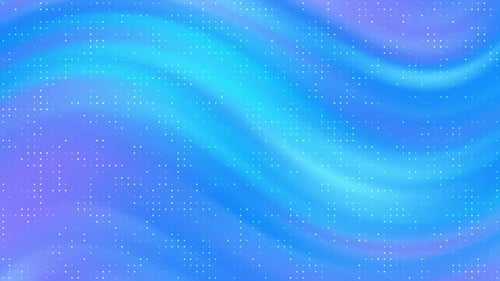Mouvement ondulé fluide abstrait dégradé de bleu avec animation de particules de grille numérique chatoyante