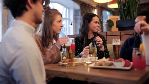Happy Friends Food and Drinks at the Bar