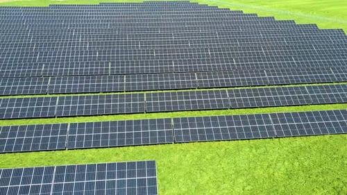 Solar Panels in a Solar Park Used for Clean Energy Production. Alternative Source of Electricity