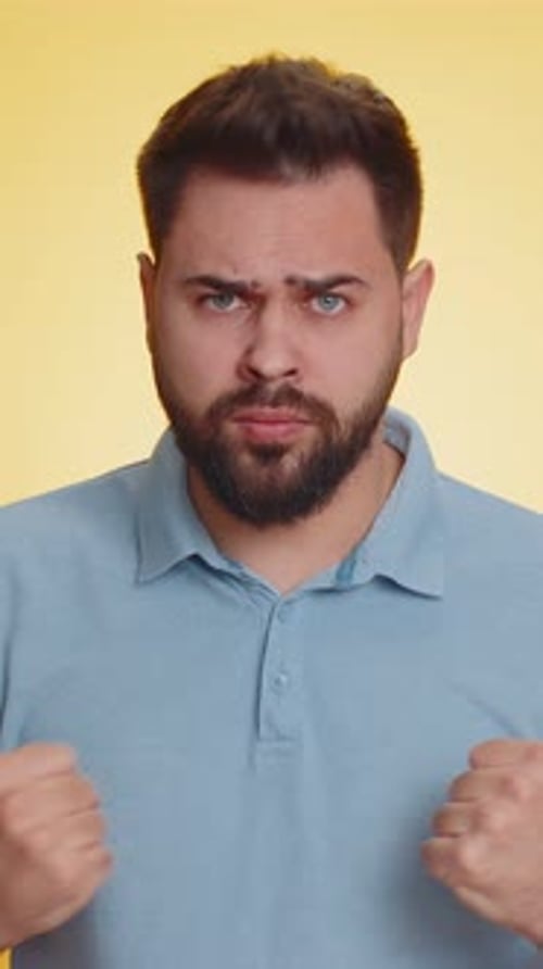 Angry Man Scream Stress Tension Problem Feel Horror Hopelessness Fear Surprise Shock Expresses Rage