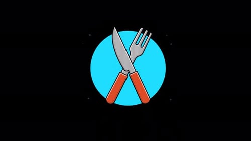 Animated Knife and Fork Icon for Restaurant and Food Service
